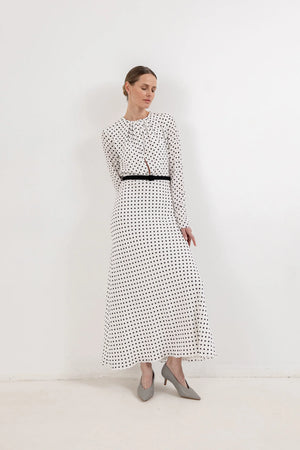 DRAPED PEAS DRESS