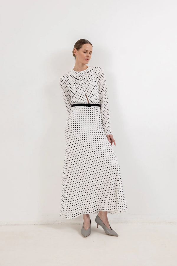 DRAPED PEAS DRESS
