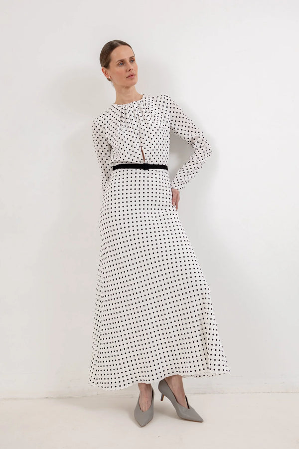 DRAPED PEAS DRESS