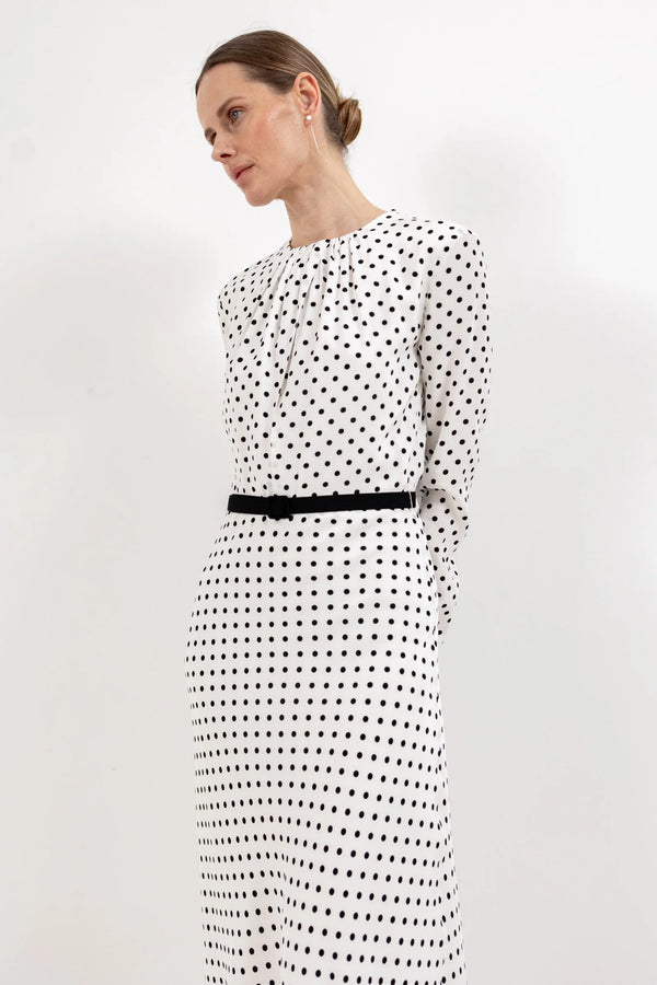 DRAPED PEAS DRESS