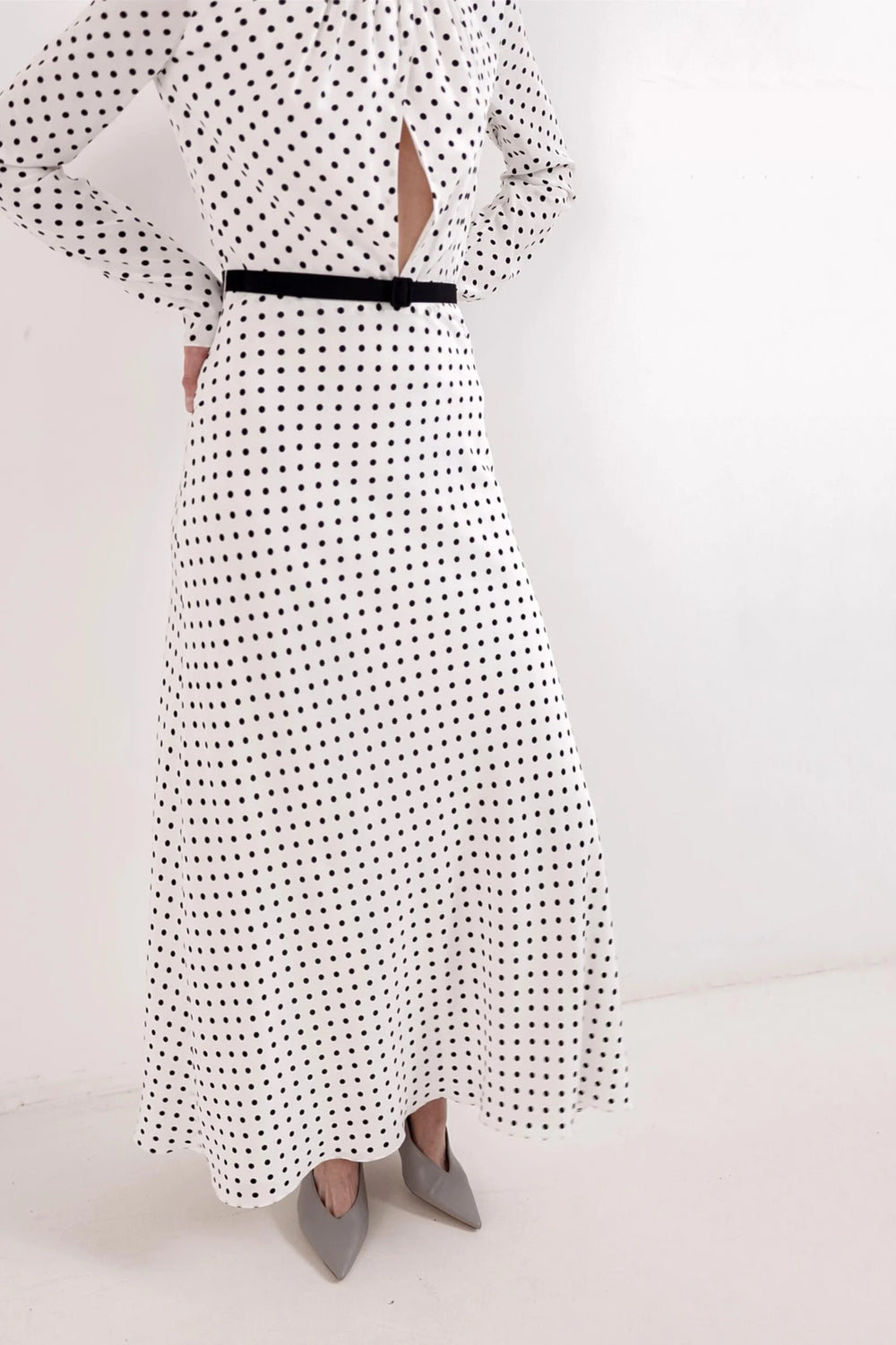 DRAPED PEAS DRESS