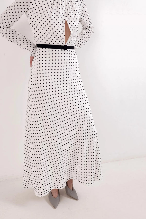 DRAPED PEAS DRESS