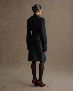 BLACK LEATHER SKIRT