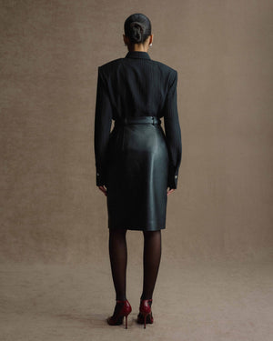 BLACK LEATHER SKIRT