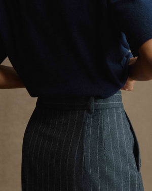 GREY WOOL STRIPE SKIRT