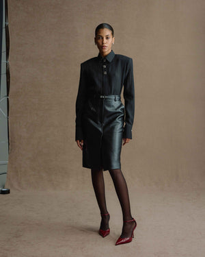 BLACK LEATHER SKIRT